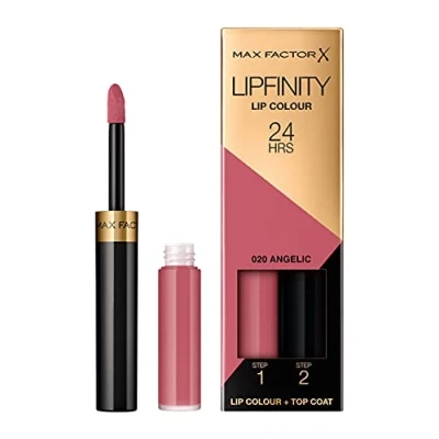 Immagine di Max Factor Lipfinity Lip Colour, Rossetto Lunga Durata e Gloss Idratante con Applicazione Bifase, Nuance 020 Angelic, 2.3 ml 1.9 g