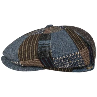 Immagine di Stetson Coppola Hatteras Classic Patchwork Uomo Made in The EU Berretto Newsboy Cappello Piatto con Visiera, Fodera Inverno Autunno/Inverno L (58 59 cm) Marrone Blu