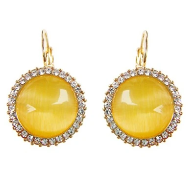 Immagine di Navachi, Orecchini a monachella forma di cerchio placcati in oro 18 ct, con pietra d’opale e 18ct base metallo placcato oro, colore: Yellow, cod. HB6 1080 2