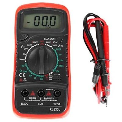 Immagine di Multimetro, XL830L Voltmetro Amperometro Ohmmetro Palmare LCD digitale Tester di tensione per elettricisti Strumenti prova(XL830L rosso)