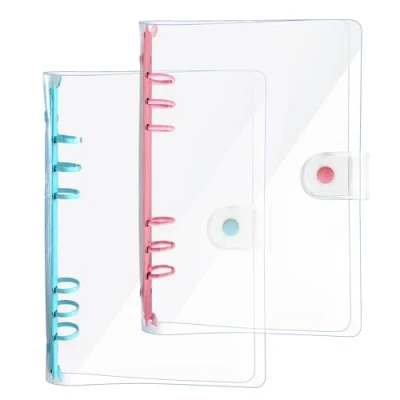 Immagine di DY.2ten 2 Pezzi ​Copertina Raccoglitore Anelli A6, ad Anello in 6 Fori con Copertina PVC Trasparente Morbido, Ricaricabile, Protezione per Documenti e Appunti