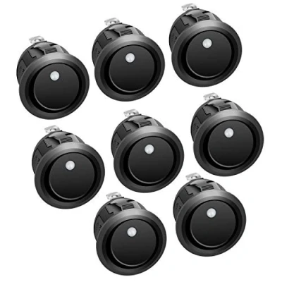 Immagine di APIELE 8 interruttori a levetta, 2 posizioni on/off, con interruttore LED, DPST 3 pin, 12 V, 20 A, levetta per auto, barca, elettrodomestici KCD2 102N (bianco)