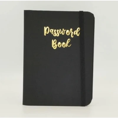 Immagine di Libro delle password a Z con schede per informazioni di accesso Internet, piccolo formato tascabile, diario computer, sito web, nero