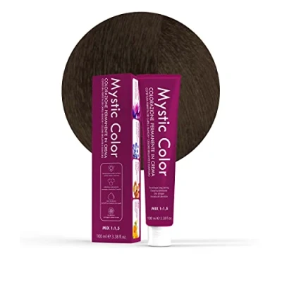 Immagine di Mystic Color Colore Castano 4 Tinta per Capelli Colorazione Professionale in Crema a Lunga Durata Con Cheratina Idrolizzata, Olio di Argan e Calendula 100 ml