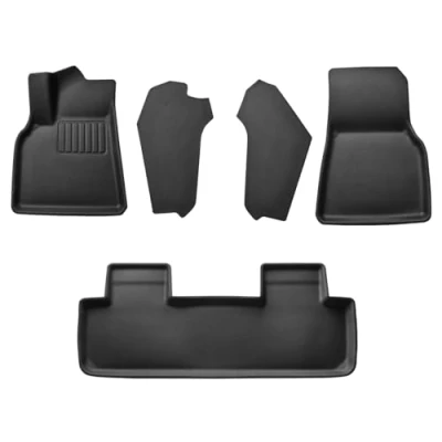 Immagine di Spigen Tesla Model Y Tappetini Antiscivolo per Tutte Le Stagioni Impermeabili a Copertura Completa Set, 3D Tre Strati con Protezione Carbon Edition