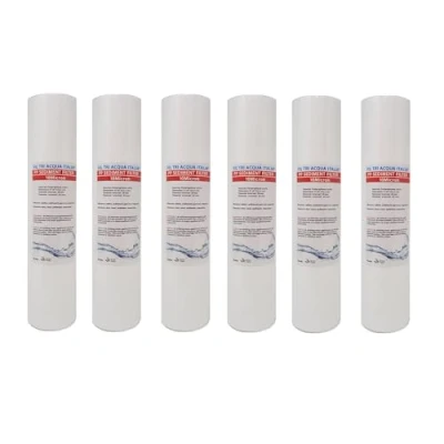Immagine di Cartuccia Filtro Acqua Polipropilene A SEDIMENTI 10 Pollici Micron per OSMOSI INVERSA DEPURATORE Set 6 Pezzi