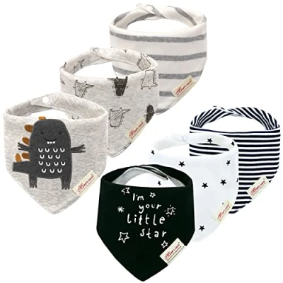 Immagine di Minizone Bavaglini per Neonati 6 Pezzi, Super Morbido Assorbente Bambino Bandana in Cotone Drool Ragazzi Ragazze, Piccola Stella