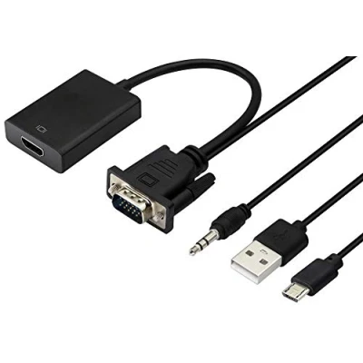 Immagine di zdyCGTime Uscita Adattatore da 1080P VGA Maschio a HDMI Femmina audio video con 3,5mm e cavo Micro USB,Compatibile computer, laptop, proiettore, PC, DVD, HDTV, monitor.(VGA M/F)