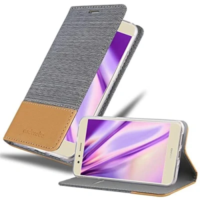 Immagine di Cadorabo Custodia Libro per Huawei P10 Lite in Grigio Chiaro Marrone con Vani di Carte, Funzione Stand e Chiusura Magnetica Portafoglio Cover Case Wallet Book Etui Protezione