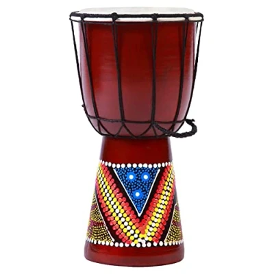 Immagine di Hand made in Bali Bongo djembé da 30 cm, dipinto a mano, pelle di capra, modelli assortiti