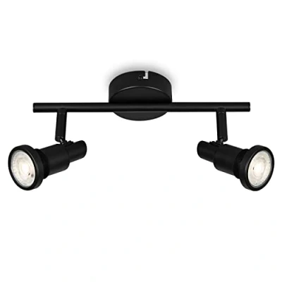 Immagine di BRILONER Lampada da soffitto a LED per il bagno, regolabile, IP44, colore luce bianca calda, GU10, nero, 275x80x123 (LxWxH)