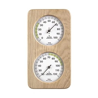 Immagine di TFA Dostmann Helsinki Thermo igrometro sintetico per capelli, resistente al calore, in legno massiccio, L 131 x 34 H 240 mm