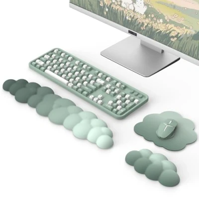 Immagine di MoKo Poggiapolsi per Tastiera Ergonomico, Mouse, Tappetino Poggia Polso in Schiuma di Memoria, Base Antiscivolo, Accessori Computer Lavoro Gioco Apprendimento, Verde