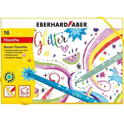 Immagine di Eberhard Faber 551016 Set di pennarelli glitterati, 16 pastelli con colori base e pastello