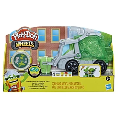 Immagine di Play Doh, Wheels, Che Bello scaricare, Camion dei rifiuti 2 in 1 con di Pasta modellabile e 3 vasetti, Multi