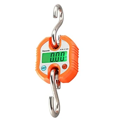 Immagine di Rhorawill Digitale Bilancia a Gancio Valigia 150KG Pesa Valigie con Portatile Sospensione Display LCD per Viaggio, Pesca, Caccia All&#039;aperto (Arancione)