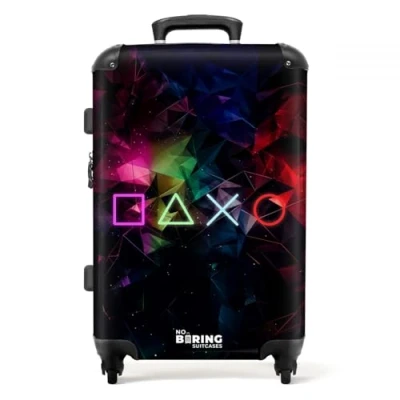 Immagine di NoBoringSuitcases.com Valigia Bambini, Grande, Trolley Bambino, Per Serratura TSA, Grande 23 kg (67 cm 72 L), (Gioco Neon Nero)