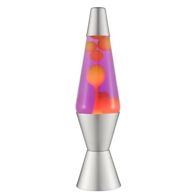 Immagine di LAVA® lampada 2125, cera gialla, liquido viola, base e cappuccio argento, di movimento originale marca 14,5 pollici