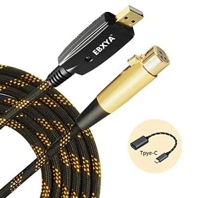 Immagine di Cavo USB XLR EBXYA da a femmina per microfono 3 m/10 piedi Convertitore di collegamento la registrazione musica su computer