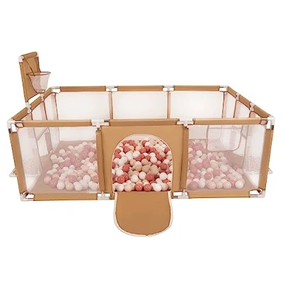Immagine di Selonis Recinto Per Bambini Con 400 Palline 6 Cm, Playground Box, Beige: Beige Pastello/Salmone/Bianco