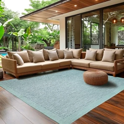 Immagine di SIMPEX Tappeto da Esterno per Terrazza, Balcone e Giardino, Cucina Monocolore, Lavabile in Varie Misure Colori Blu, 80 x 250 cm