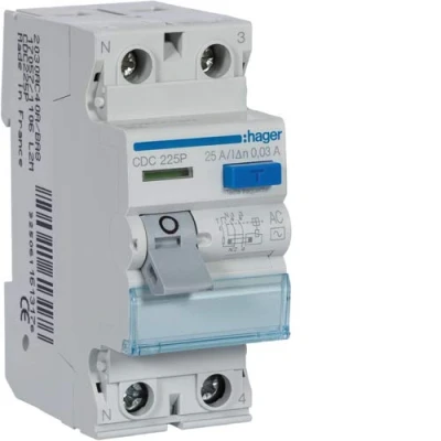 Immagine di CDC225P Inter. dif. 2P 25A 30mA tipo AC 2M HAGER