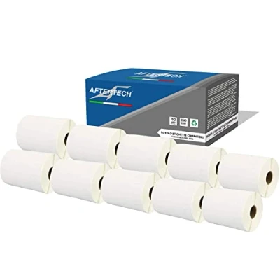 Immagine di Aftertech 10x 4XL 104x159mm Rotoli di Etichette adesive compatibili (220 Etichette/rotolo = 2200 totali) per Dymo LabelWriter Seiko SLP etichettatrici stampanti S0904980 1744907 10x4XL
