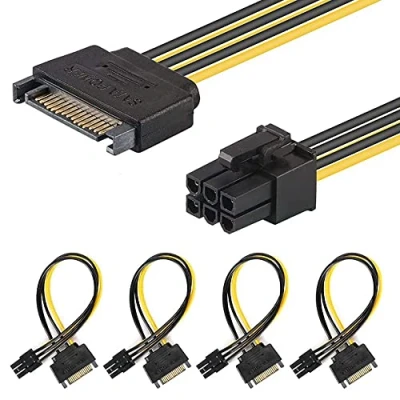 Immagine di J&amp;D SATA 15 Pin a 6 PCI Espresso (PCIe) Video Grafica Carta Potenza Cavo Adattatore 20cm, 4 Confezioni