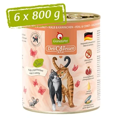 Immagine di GranataPet Delicatessen Vitello &amp; Coniglio, 6 x 800 g, cibo umido per gatti, gatti buongustai, senza cereali e zuccheri
