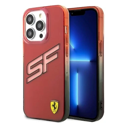 Immagine di CG MOBILE Ferrari Custodia per Telefono Compatibile con iPhone 15 PRO, paraurti Rosso sfumato, AntiGraffio, Comoda e Resistente, Porte accessibili, Assorbimento degli Urti Logo Firmato
