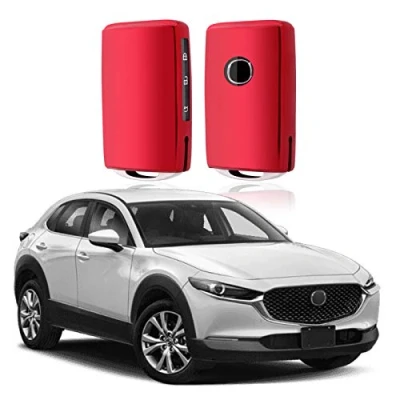Immagine di SHAOHAO Compatibile con Mazda 3 CX30 2019 2020 2021 2022 2023 /CX5 CX8 custodia per chiavi dell’auto in silicone, cover telecomando dell’auto, protettiva, rosso