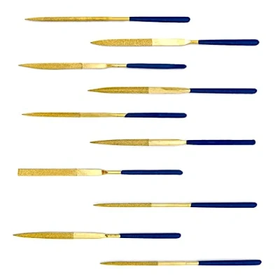 Immagine di GOIYZTTR Set di Lime ad Ago Diamantato 10 Pezzi Mini File Rivestito Rivestiti in Titanio per Metallo Vetro Ceramica Gioielli Intaglio 3 * 140mm