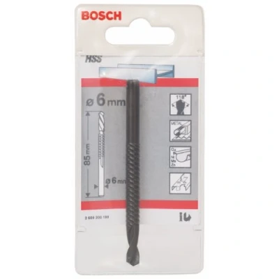 Immagine di Bosch Accessories 2609200199 HSS Punta fresatrice per metallo 6 mm Lunghezza totale 85 Alberino cilindrico 1 pz.