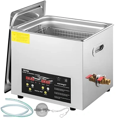 Immagine di VEVOR Pulitore a Ultrasuoni Aggiornato 10 L (riscaldatore 400 W 240 W) da Laboratorio Digitale con Temporizzatore del Riscaldatore per Pulizia di Parti Strumenti