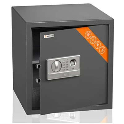 Immagine di Brihard Cassaforte biometrica grande 2 in 1 con tastiera e impronte digitali 40x38x38cm per ufficio di sicurezza blocco anti urto LED