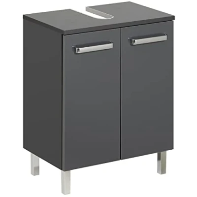 Immagine di Pelipal Mobile lavabo Quickset 311 in antracite lucido, larghezza 50 cm senza lavello a 2 ante