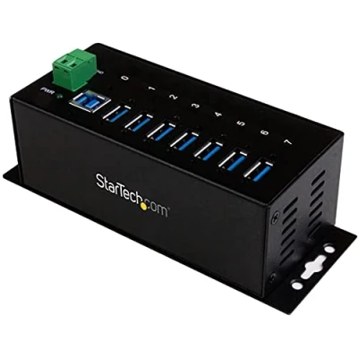 Immagine di Startech.com HUB Industriale USB 3.0 a 7 Porte, Perno e con centratore ESD 350W Protezione da Sovratensioni, Montabile DIN