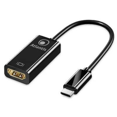 Immagine di ATLANTIS A04 TC_HDMI adattatore USB C Type a HDMI, 4K 1080p 60 Hz, maschio femmina per connettere PC/Notebook/MAC con uscita Monitor,Projettore ingresso HDMI. Cavo 15 cm.