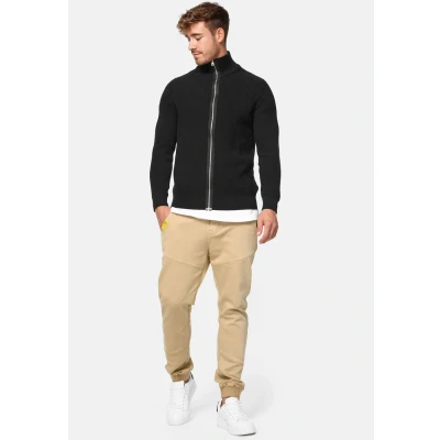 Immagine di Indicode Uomini Dodson Cardigan con Collo Alto in Cotone Black XXL