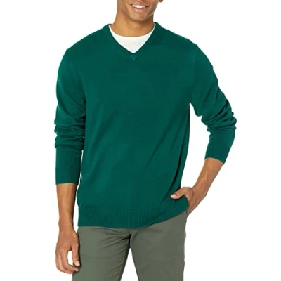 Immagine di Amazon Essentials Maglione con Scollo a V (Disponibile in Taglie Extra Forti) Uomo, Verde Scuro, L