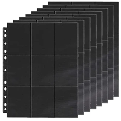 Immagine di KAHEIGN 36 Pezzi Custodie per Carte Collezionabili, 648 Tasche Pagine a Doppia Faccia con Copertina in Cartoncino Fogli Raccoglitori Plastica 11 Fori Chiare Protezioni fit 3 Anelli Raccoglitore