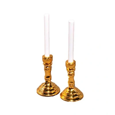 Immagine di Melody Jane Casa Bambole Coppia di Candelieri in Ottone e Candele 1:12 Miniatura Accessorio