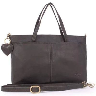 Immagine di Gigi Vera Pelle Borse a Spalla da donna/Borsa Tracolla/Borsa Mano/con ciondolo forma di cuore/Tracolla regolabile e rimovibile 6490 ANTIQUARIATO MARRONE