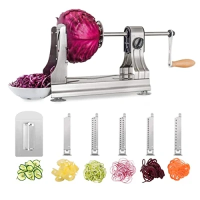 Immagine di WellToBe CS 668 Spiralizzatore, 6 Blade Spiralizer Verdure Affettatrice a Spirale in Acciaio Inossidabile, Tagliaverdure per Pasta di Veggie e Zucchini Spaghetti