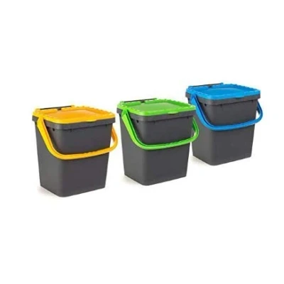 Immagine di Ecoplast ECP35 Set 3 Pattumiere Chiuse EcoPlus per Raccolta Differenziata Ecologiche 35 Litri, Multicolor, 43x36xH43,5