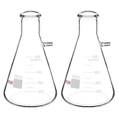 Immagine di StonyLab 2 Confezioni Fiaschetta Filtrante in Vetro Borosilicato da 500ml, Glass Filtering Flask, Collo a Bullone con Tubazione 500 ml