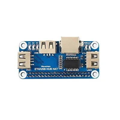 Immagine di Waveshare Ethernet/USB HUB HAT for Raspberry Pi Stable Wired Ethernet Connection with 1x RJ45 Port and 3X USB Ports Compatible USB2.0/1.1 Fits The Zero/Zero W/Zero WH