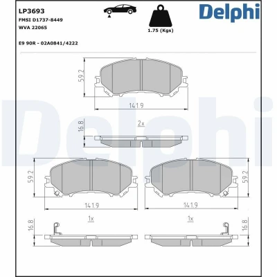 Immagine di DELPHI LP3693 Kit pastiglie freno con segnalatore acustico usura senza lamierino anticigolío accessori NISSAN: Qashqai 2, X Trail
