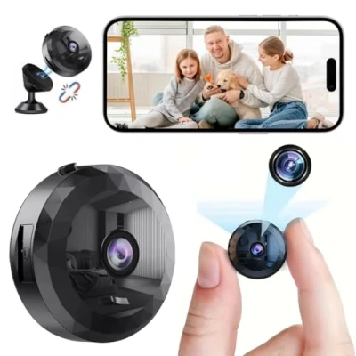 Immagine di DVONE Mini Telecamera, Telecamera HD 1080P Senza Fili per Interni/Esterni con Audio e Video, Registrazione a Batteria Lunga, esterni/interni