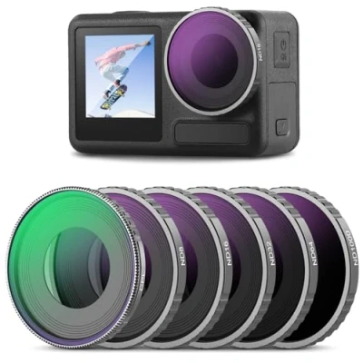 Immagine di NEEWER Set di Filtro CPL e ND per Action 5 Pro/4 (6pz), Kit Filtri CPL+ND8+ND16+ND32+ND64+ND1000, Accessori Camera, Vetro Ottico HD Multistrato Compatibile con DJI Osmo Pro/4, FL A13